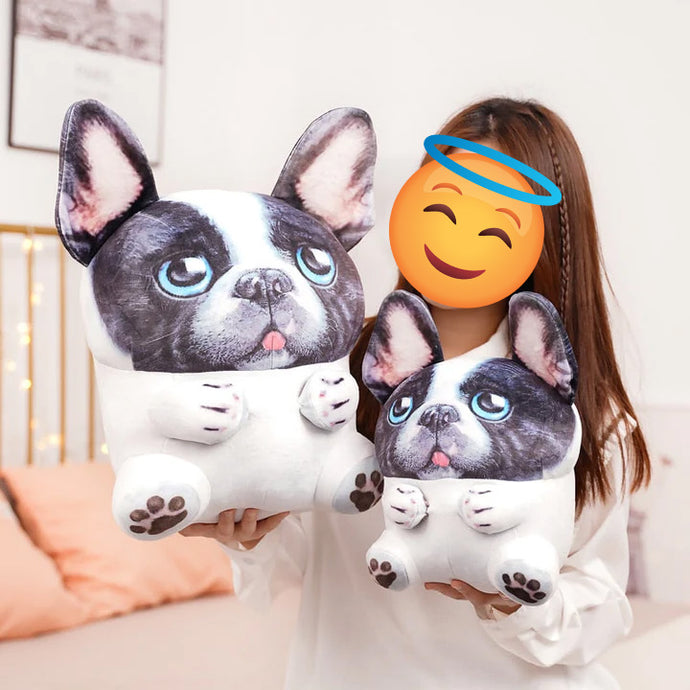 Cutest Pied French Bulldog Stuffed Animal Plush Toy and Cushion Pillow (Small to Large Size)-Stuffed Animals-French Bulldog, Home Decor, Stuffed Animal-1