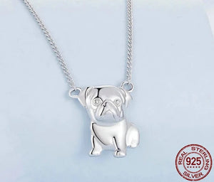 Cutest Pug Love Silver Necklace-2