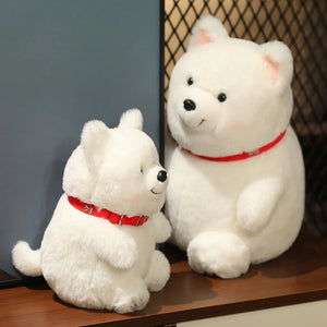 Cutest Red Collar Sitting Samoyed Stuffed Animal Plush Toys-Stuffed Animals-Samoyed, Stuffed Animal-10