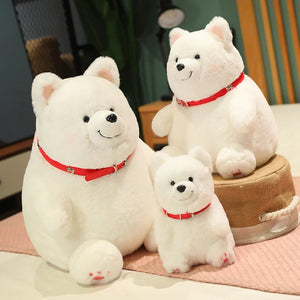 Cutest Red Collar Sitting Samoyed Stuffed Animal Plush Toys-Stuffed Animals-Samoyed, Stuffed Animal-12
