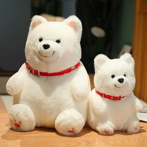 Cutest Red Collar Sitting Samoyed Stuffed Animal Plush Toys-Stuffed Animals-Samoyed, Stuffed Animal-7