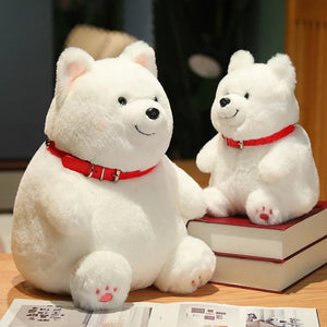 Cutest Red Collar Sitting Samoyed Stuffed Animal Plush Toys-Stuffed Animals-Samoyed, Stuffed Animal-9