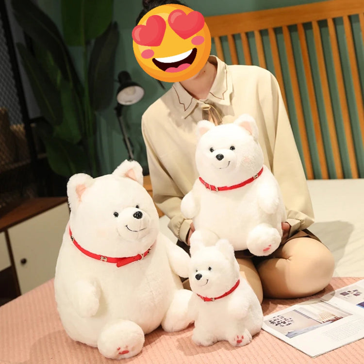 Cutest Red Collar Sitting Samoyed Stuffed Animal Plush Toys 750x