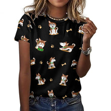 Load image into Gallery viewer, Cutest Red Husky Love All Over Print Women&#39;s Cotton T-Shirt - 4 Colors-Apparel-Apparel, Shirt, Siberian Husky, T Shirt-7