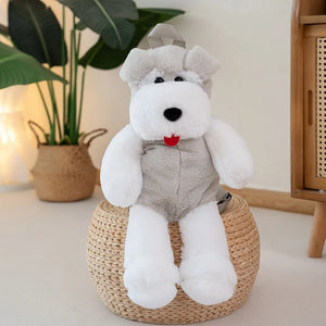 Cutest Schnauzer Love Plush Backpack for Kids-Accessories-Accessories, Bags, Schnauzer-WHITE-45X22X20cm-2