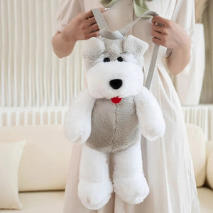 Cutest Schnauzer Love Plush Backpack for Kids-Accessories-Accessories, Bags, Schnauzer-WHITE-45X22X20cm-5