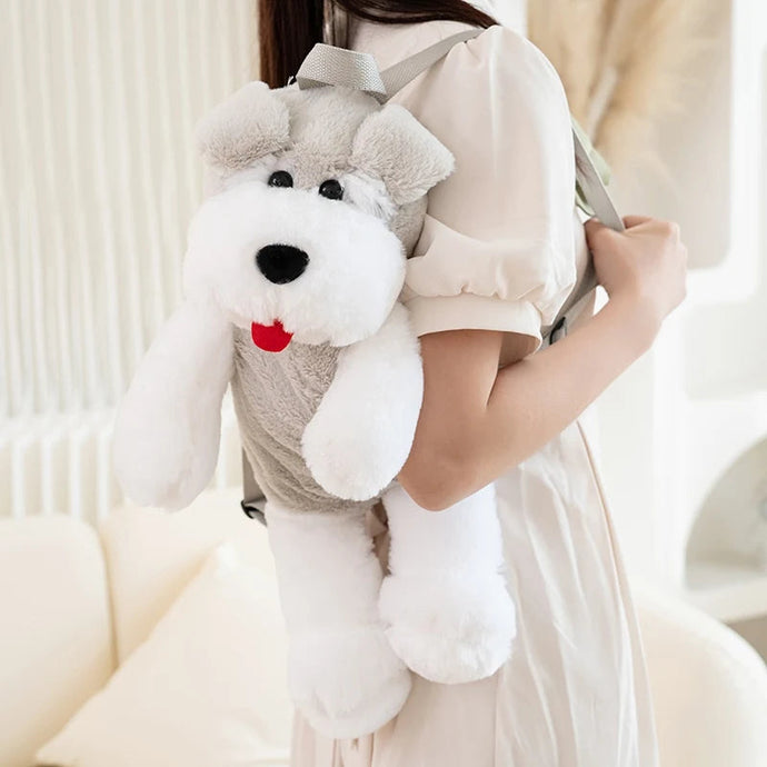 Cutest Schnauzer Love Plush Backpack for Kids-Accessories-Accessories, Bags, Schnauzer-WHITE-45X22X20cm-9