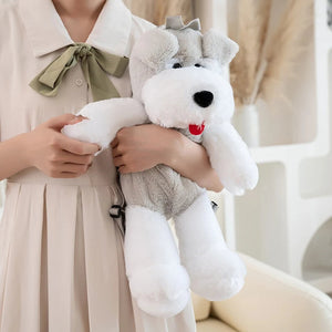 Cutest Schnauzer Love Plush Backpack for Kids-Accessories-Accessories, Bags, Schnauzer-WHITE-45X22X20cm-1