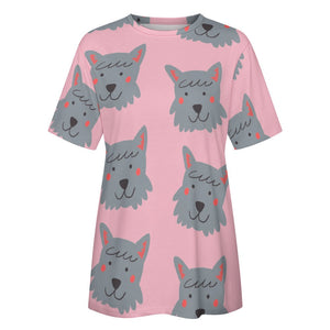 Cutest Scottie Dog Love All Over Print Women's Cotton T-Shirt - 4 Colors-Apparel-Apparel, Scottish Terrier, Shirt, T Shirt-10