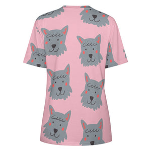 Cutest Scottie Dog Love All Over Print Women's Cotton T-Shirt - 4 Colors-Apparel-Apparel, Scottish Terrier, Shirt, T Shirt-11