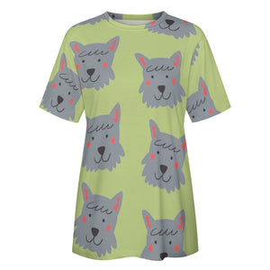 Cutest Scottie Dog Love All Over Print Women's Cotton T-Shirt - 4 Colors-Apparel-Apparel, Scottish Terrier, Shirt, T Shirt-13