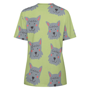 Cutest Scottie Dog Love All Over Print Women's Cotton T-Shirt - 4 Colors-Apparel-Apparel, Scottish Terrier, Shirt, T Shirt-14