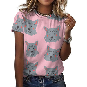 Cutest Scottie Dog Love All Over Print Women's Cotton T-Shirt - 4 Colors-Apparel-Apparel, Scottish Terrier, Shirt, T Shirt-15