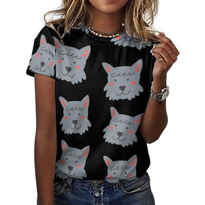 Cutest Scottie Dog Love All Over Print Women's Cotton T-Shirt - 4 Colors-Apparel-Apparel, Scottish Terrier, Shirt, T Shirt-16