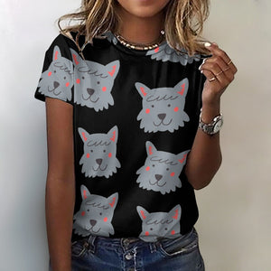Cutest Scottie Dog Love All Over Print Women's Cotton T-Shirt - 4 Colors-Apparel-Apparel, Scottish Terrier, Shirt, T Shirt-Black-2XS-4