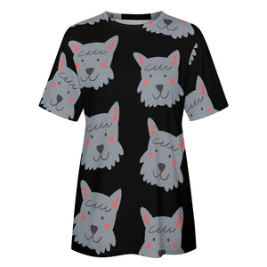 Cutest Scottie Dog Love All Over Print Women's Cotton T-Shirt - 4 Colors-Apparel-Apparel, Scottish Terrier, Shirt, T Shirt-6