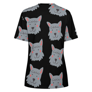 Cutest Scottie Dog Love All Over Print Women's Cotton T-Shirt - 4 Colors-Apparel-Apparel, Scottish Terrier, Shirt, T Shirt-7