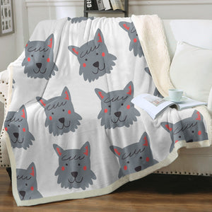 Cutest Scottie Dog Love Soft Warm Fleece Blanket - 3 Colors-Blanket-Blankets, Home Decor, Scottish Terrier-Ivory-Small-2