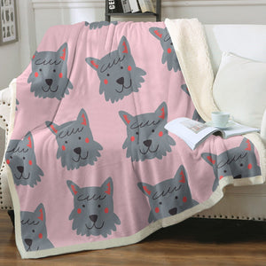 Cutest Scottie Dog Love Soft Warm Fleece Blanket - 3 Colors-Blanket-Blankets, Home Decor, Scottish Terrier-Soft Pink-Small-3