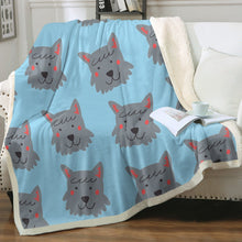 Load image into Gallery viewer, Cutest Scottie Dog Love Soft Warm Fleece Blanket - 3 Colors-Blanket-Blankets, Home Decor, Scottish Terrier-Sky Blue-Small-1