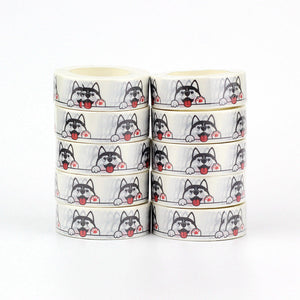 Image of Siberian Husky tape in the happiest infinite Huskies design