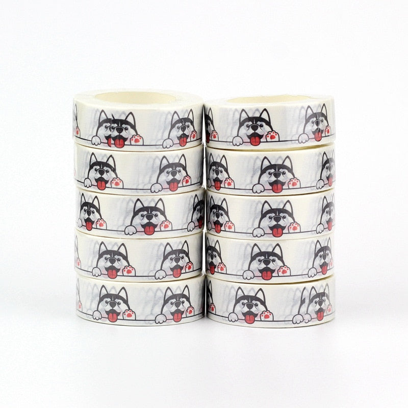 Image of Siberian Husky masking tape in the happiest infinite Huskies design