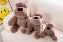 Load image into Gallery viewer, Three plush dogue de bordeaux teddy bear toys in different sizes arranged on a white sofa, with overlaid size labels reading 60cm, 42cm, and 30cm.