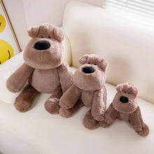 Load image into Gallery viewer, Three plush teddy bear mastiff plush toys in different sizes arranged on a white sofa, with overlaid size labels reading 60cm, 42cm, and 30cm.