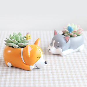 Cutest Sleeping Husky Love Succulent Plants Flower Pots-Home Decor-Dogs, Flower Pot, Home Decor, Siberian Husky-9