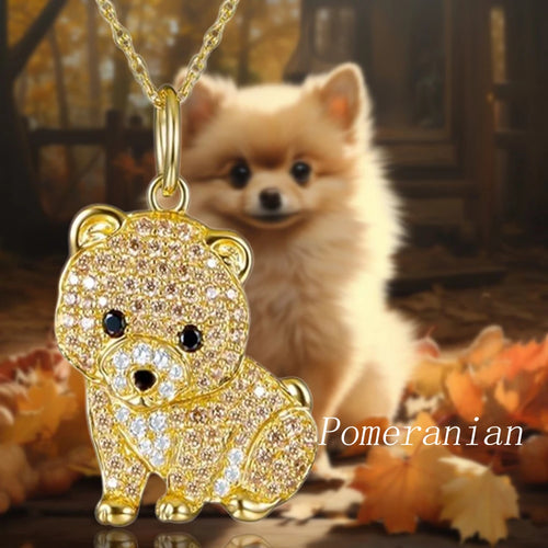 Cutest Sparkling Pomeranian Mom Pendant Necklace-Dog Themed Jewellery-Accessories,Dog Mom Gifts,Jewellery,Necklace,Pomeranian-1
