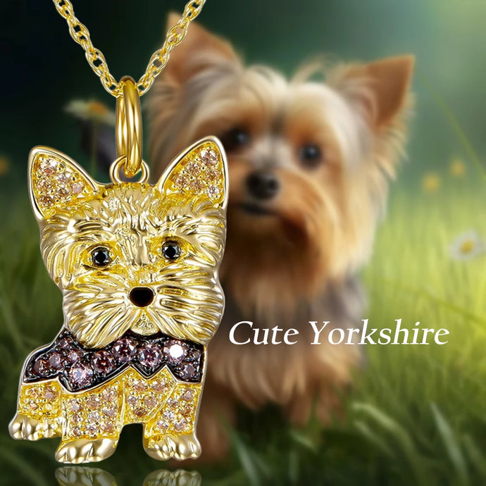 Cutest Sparkling Yorkshire Mom Pendant Necklace-Dog Themed Jewellery-Accessories,Dog Mom Gifts,Jewellery,Necklace,Yorkshire Terrier-1