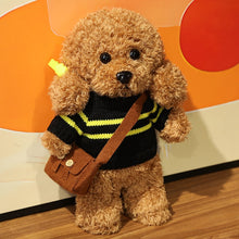 Load image into Gallery viewer, Cutest Standing Goldendoodle Stuffed Animal Plush Toys-Soft Toy-Dogs, Doodle, Goldendoodle, Home Decor, Stuffed Animal-Brown - Small-Black Sweater with Yellow Lines and Bag-8