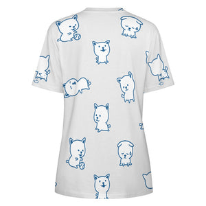 Cutest White Chihuahua Love All Over Print Women's Cotton T-Shirt - 4 Colors-Apparel-Apparel, Chihuahua, Shirt, T Shirt-6