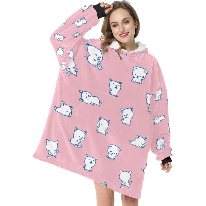 Cutest White Chihuahua Love Blanket Hoodie for Women-Apparel-Apparel, Blankets-3