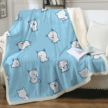 Load image into Gallery viewer, Cutest White Chihuahua Love Soft Warm Fleece Blanket - 4 Colors-Blanket-Blankets, Chihuahua, Home Decor-Sky Blue-Small-4