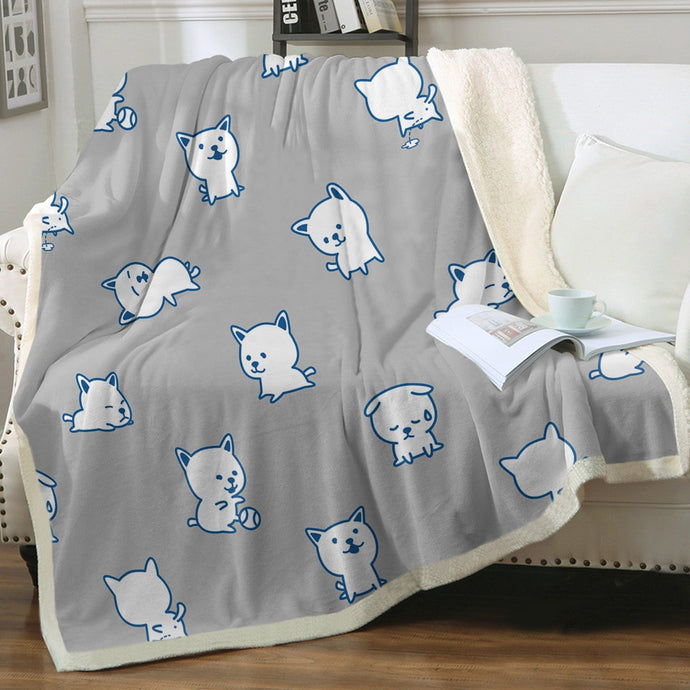 Cutest White Chihuahua Love Soft Warm Fleece Blanket - 4 Colors-Blanket-Blankets, Chihuahua, Home Decor-Warm Gray-Small-1