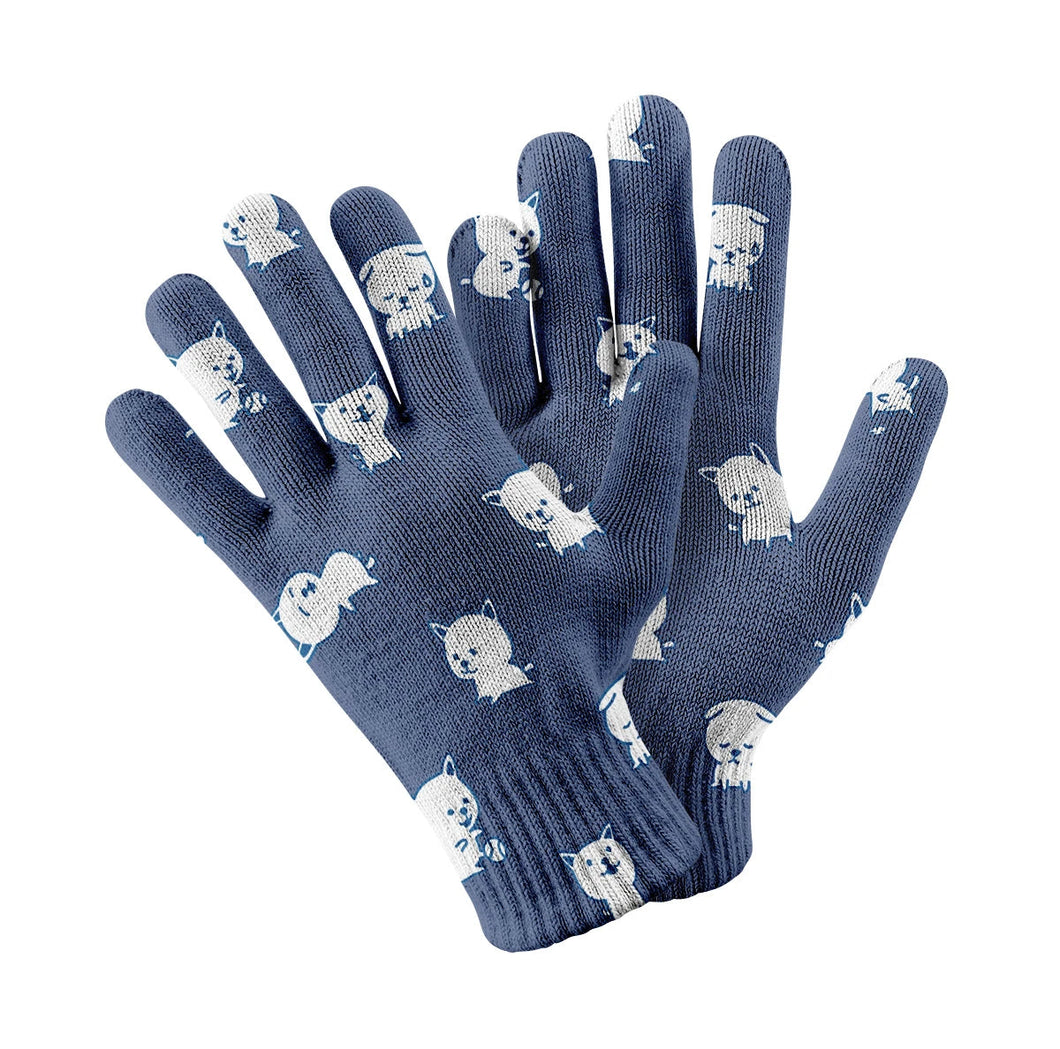 Cutest White Chihuahua Love Touch Screen Gloves-Accessories-Accessories, Chihuahua, Dog Dad Gifts, Dog Mom Gifts, Gloves-Navy-1