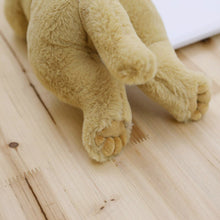 Load image into Gallery viewer, image of a light brown labrador stuffed animal plush toy sleeping on a table - backview