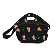 Load image into Gallery viewer, Cutest Yorkie Love Black Neoprene Lunch Bag-Accessories-Accessories,Bags,Dog Dad Gifts,Dog Mom Gifts,Lunch Bags,Yorkshire Terrier-7