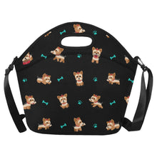 Load image into Gallery viewer, Cutest Yorkie Love Black Neoprene Lunch Bag-Accessories-Accessories,Bags,Dog Dad Gifts,Dog Mom Gifts,Lunch Bags,Yorkshire Terrier-Midnight Black-ONESIZE-2