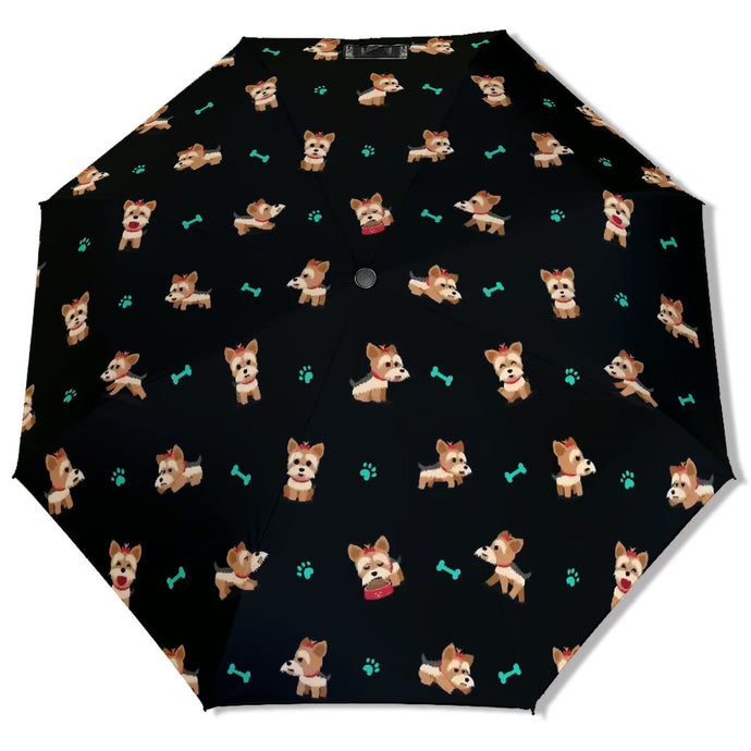 Cutest Yorkie Love Black Umbrella-Daily Accessories-1