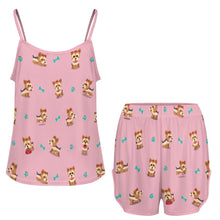 Load image into Gallery viewer, Cutest Yorkie Love Black Women's Cami and Shorts Pajama Set-10