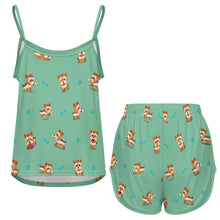 Load image into Gallery viewer, Cutest Yorkie Love Black Women's Cami and Shorts Pajama Set-15