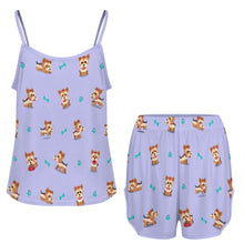 Load image into Gallery viewer, Cutest Yorkie Love Black Women's Cami and Shorts Pajama Set-17