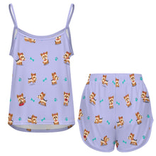 Load image into Gallery viewer, Cutest Yorkie Love Black Women's Cami and Shorts Pajama Set-19
