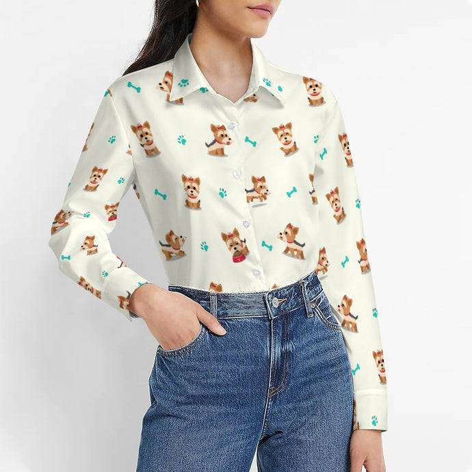 Cutest Yorkie Love Black Women's Shirt-8