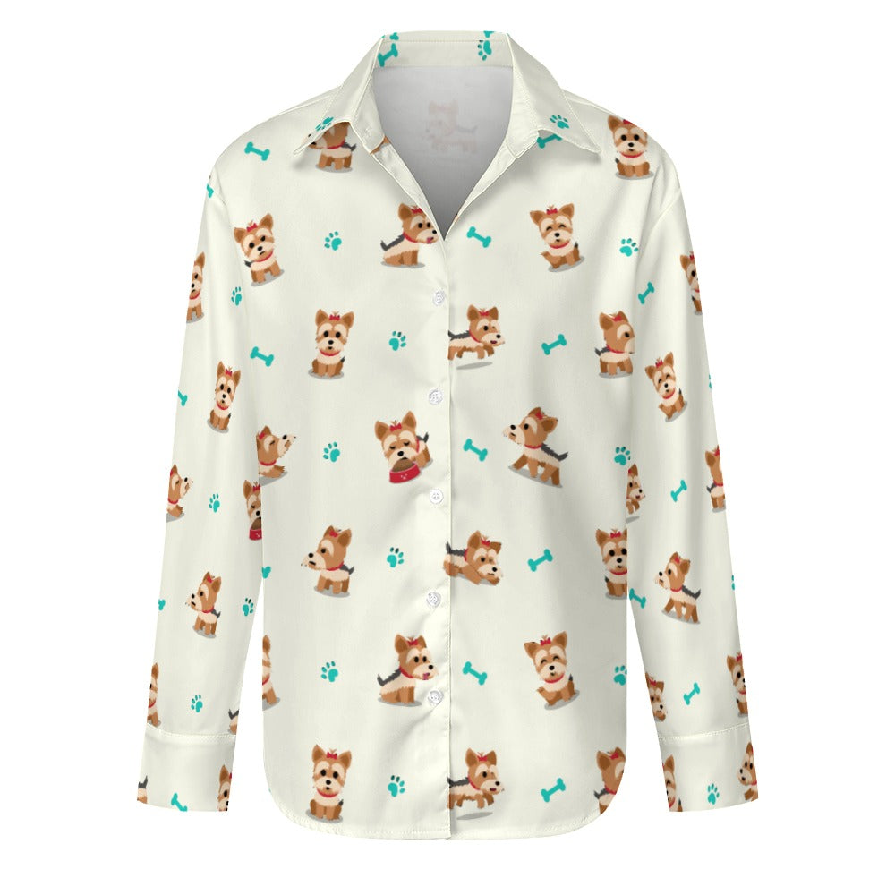 Cutest Yorkie Love Black Women's Shirt-S-Ivory-1