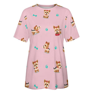 Cutest Yorkie Love Soft All Over Print Women's Cotton T-Shirt - 4 Colors-Apparel-Apparel, Shirt, T Shirt, Yorkshire Terrier-11