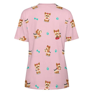 Cutest Yorkie Love Soft All Over Print Women's Cotton T-Shirt - 4 Colors-Apparel-Apparel, Shirt, T Shirt, Yorkshire Terrier-12