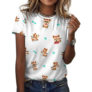 Cutest Yorkie Love Soft All Over Print Women's Cotton T-Shirt - 4 Colors-Apparel-Apparel, Shirt, T Shirt, Yorkshire Terrier-13